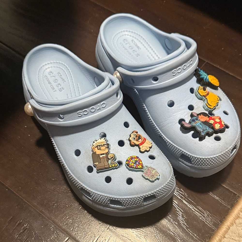 CROCS Sky Blue Clogs with Charms